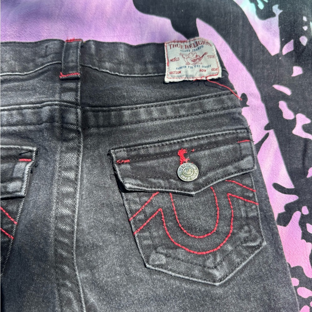 True Religion kids Black Jeans with Red Stitching